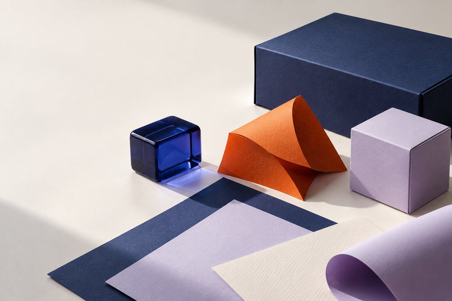 Designové obaly a materiály jako ilustrace tvůrčí práce